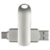 Флеш накопитель USB 3.0 + TYPE C Cupertino, металл, серебристый матовый, 32 GB