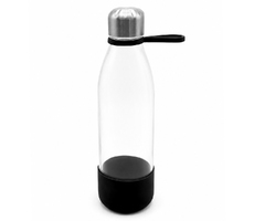 Бутылка стеклянная с манжетой и держателем Glassy, чёрная