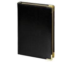 Ежедневник полудатированный Classic Pristine Gold А5, черный с золотом, с металлическими уголками, в твердой обложке с поролоном