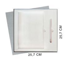 Коробка подарочная Solution Superior Alfa Linen под ежедневник и ручку, серебро, 25,7x25,7x2,8 см, бежевый ложемент