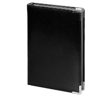 Ежедневник полудатированный Classic Pristine Silver А5, черный с серебром, с металлическими уголками, в твердой обложке с поролоном