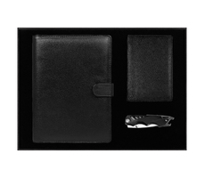 Набор подарочный Solution Prestige Quadro (Блокнот Flexy Forest Urban Latte в суперобложке Country Leather Sky, обложка для автодокументов Leather Sun, нож складной Tools Impression)