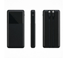 Внешний аккумулятор (powerbank)  «Stream 10»,  10 000 mAH, с двумя зарядными шнурами,  22,5W (Ватт)  super fast charge, Power Delivery (PD) 25.5W (dfnn),  c цифровым дисплеем для контроля заряда, черный