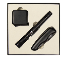 Набор подарочный Solution Superior Trio (Фонарь телескопический Tools Flashlight, рулетка Tools Master, 3 метра, нож складной Tools Nova ) черный
