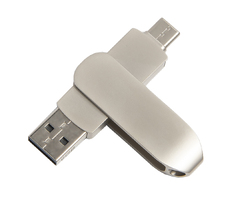 USB flash-карта CIRCLE OTG Type-C (8Гб), серебристая, 6,5х1,5х0,82 см, металл