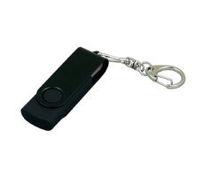 USB 2.0- флешка промо на 4 Гб с поворотным механизмом и однотонным металлическим клипом