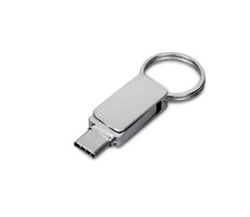 USB 2.0- флешка «Mercury» на 32 Гб с поворотным механизмом и дополнительным разъемом Type-C