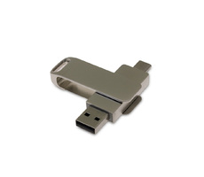 USB 3.0- флешка на 32 Гб с поворотным механизмом и дополнительным разъемом Type-C