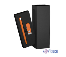 Набор ручка + флеш-карта 16 Гб в футляре, покрытие soft touch