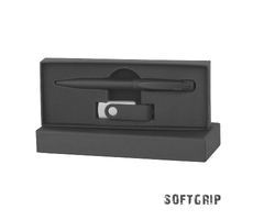 Набор ручка + флеш-карта 16 Гб в футляре, покрытие softgrip