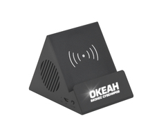 Bluetooth колонка-подставка "Rock" 3Вт с беспроводным зарядным устройством и подсветкой логотипа