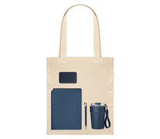 Подарочный набор Велком Пак (Welcome Pack), синий (термокружка, ежедневник, ручка, ЗУ, шоппер)